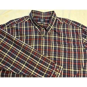 Cutter And Buck Mens‎ Size 3xb Plaid Long Sleeve Egyptian Cotton Button Down